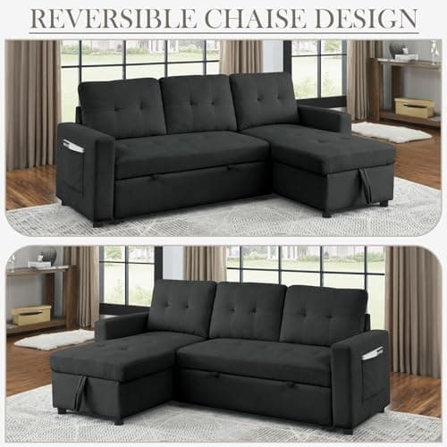 Modern Convertible 3-Seater Sleeper Sofa Bed with L-Shaped Design