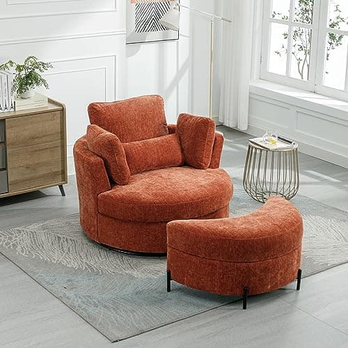 Oversized Swivel Accent Chair for Living Room Bedroom Hotel Office - Beige Boucle