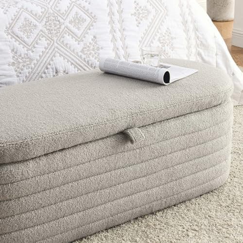 Modern Tufted Ottoman Storage Bench for Bedroom and Living Room - Grey