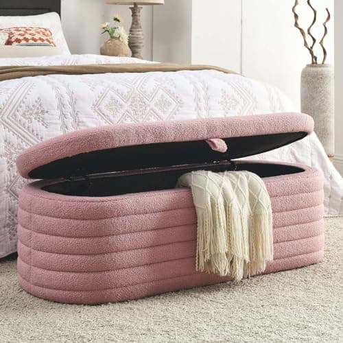 Modern Tufted Ottoman Storage Bench for Bedroom and Living Room - Grey