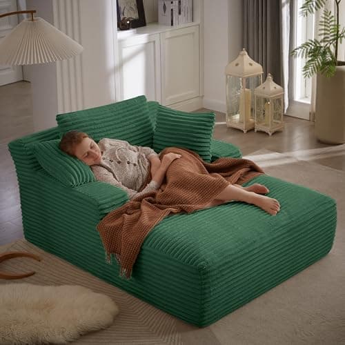 Oversized Chaise Lounge Chair in White for Living Room or Bedroom