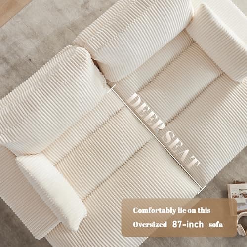 Beige Oversized Comfortable Chaise Lounge Chair with Throw Pillow