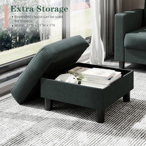 Dark Gray JY Convertible Sectional with L-Shaped Ottoman for Small Spaces