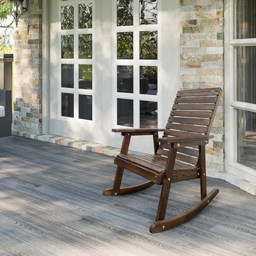 High-back Wooden Rocking Chair for Indoor and Outdoor Use