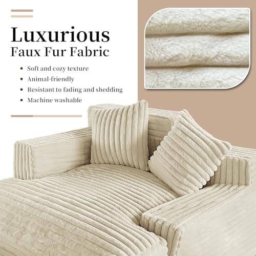 Oversized Chaise Lounge Sofa Bed, 48" Upholstered with 2 Throw Pillows