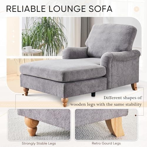 Modern Chaise Lounge Chair with Adjustable Backrest and Sleeper Bed Option for Indoor Use