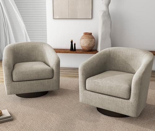 360° Swivel Barrel Accent Chair for Home Office (Flax Brown)