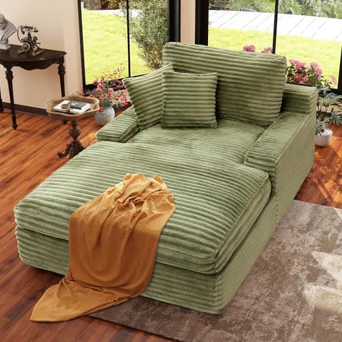 Ihanherry Beige 71.3" Oversized Chaise Lounge Sleeper Sofa