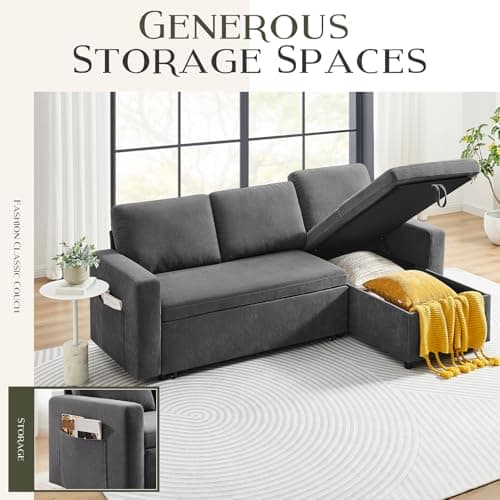 85'' Pull-Out Sleeper Sofa Bed with Detachable Chenille Cover - Ideal for Living Room, Office, or Apartment in Grey