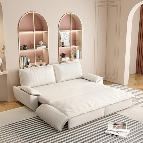 Eafurn Queen Size 3-in-1 Pull Out Sofa Bed with Storage Velvet Couch