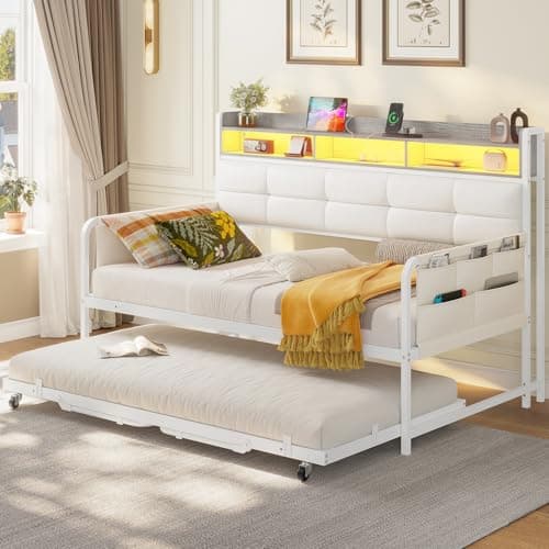 Viagdo Twin Daybed with Charging Station and Storage, Black