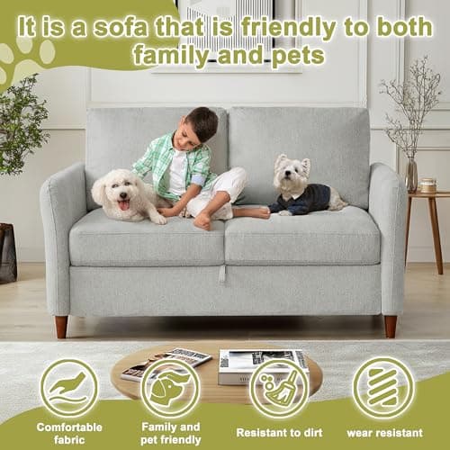 Light Gray 56.5" 2-Seater Loveseat with Storage