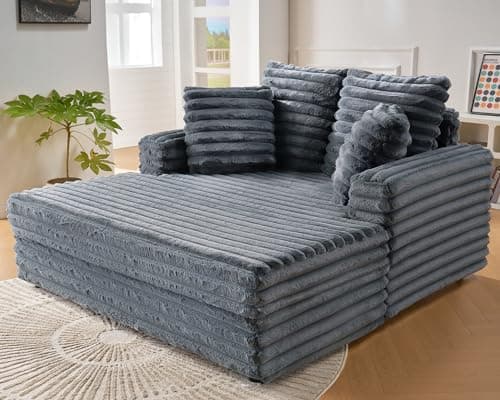 53 Inch Plush Chaise Lounge Sleeper Chair for Living Room