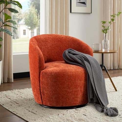 360 Degree Swivel Barrel Chair in Black Chenille Fabric