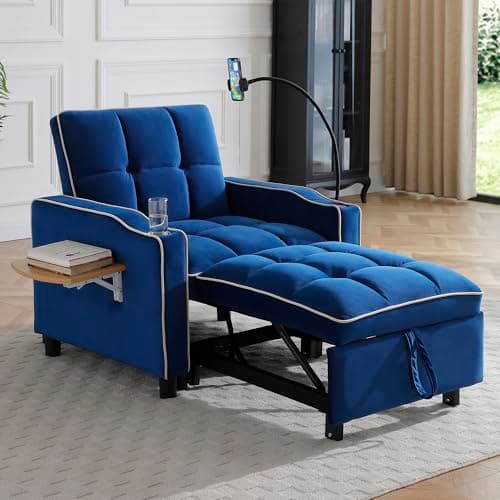 Modern Queen 3-in-1 Convertible Sleeper Couch Bed Velvet Daybed