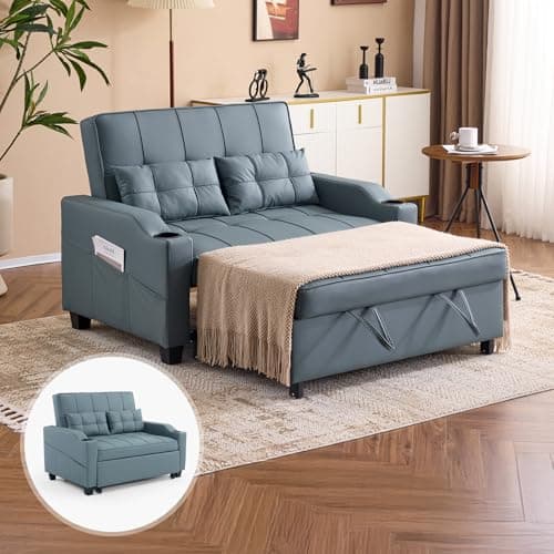 Vingli Light Grey Futon Sofa Bed with USB Ports Armrest