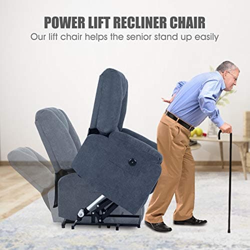 Midnight Blue Power Lift Recliner with Massage and Heat for Seniors