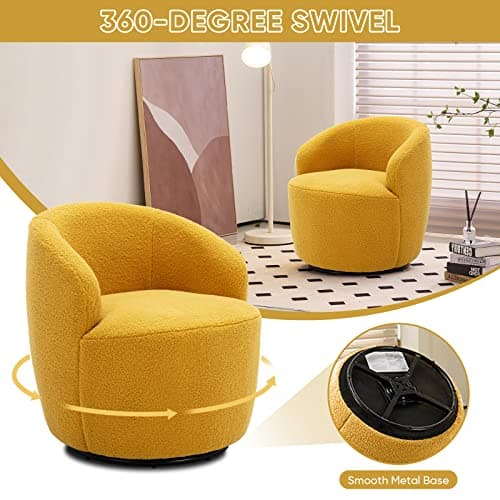 Modern Yellow Swivel Barrel Chair for Multiple Spaces