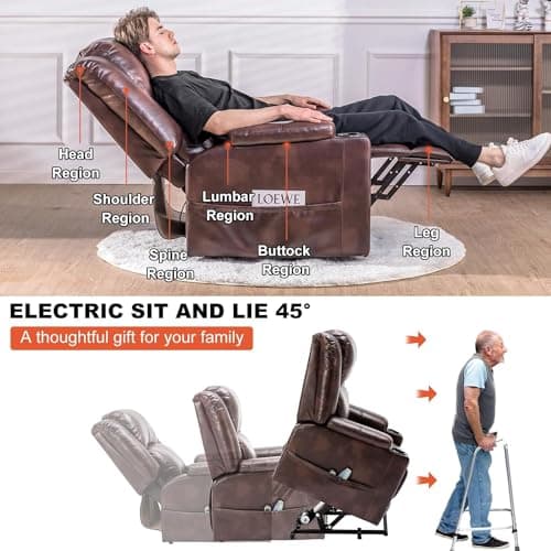 COMHOMA Power Lift Recliner with Heat & Massage (Brown)