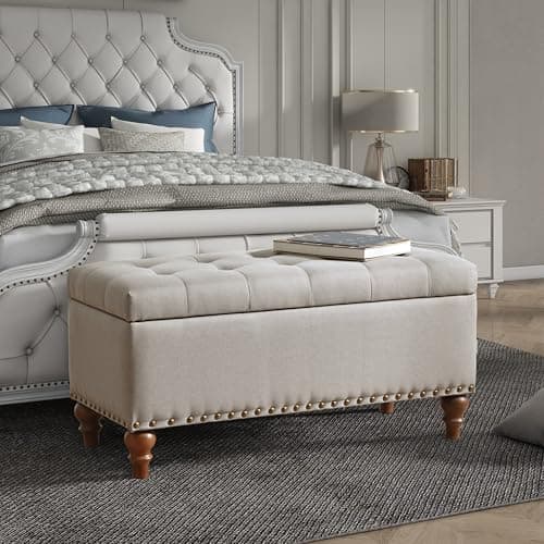 Christopher Knight Home Naja Ottoman Storage Bench, Rectangular Upholstered Bench with Storage