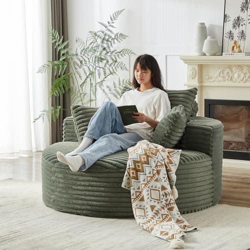 JEEOHEY Green Modern Round Accent Sofa Chair for Living Room