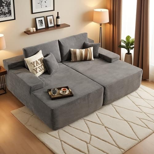 Oversized Chaise Lounge Chair, 81" Cloud Plush Grey Sofa Bed