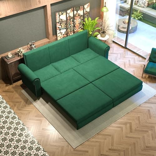 FANYE 63.8" Queen Sofabed 3-in-1 Sleep & Lounge Sofa, Armrest Pillows for Home