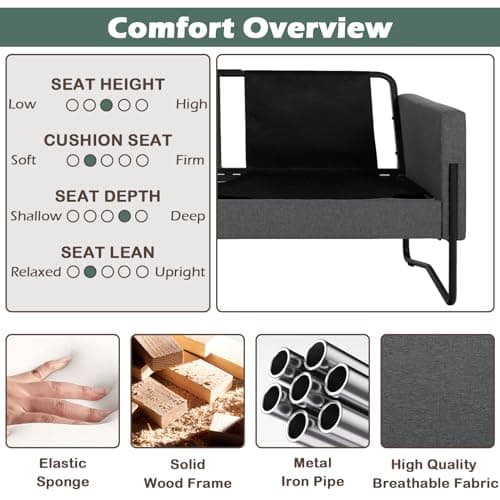 51 Small Sofa Couch with USB Ports, Modern Grey Loveseat for Small Spaces