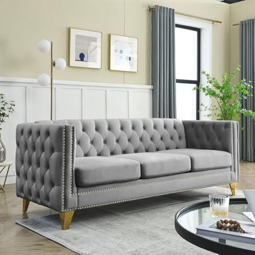 JEEOHEY Oversized Velvet Sofa Couch for Living Room,Bedroom,Office - 3 Seater Deep Seat Sofa with Button Nailhead Beige
JEEOHEY Modern Chesterfield Sofa - 3 Seater Deep Seat Couch with Button Nailhead for Living Room,Beijing,Office Beige
JEEOHEY Upho