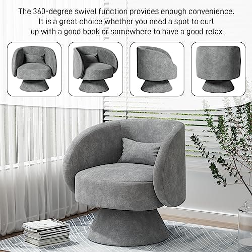 Set of 2 Swivel Barrel Chairs, Upholstered Cuddle Accent Sofa Chairs for Living Room