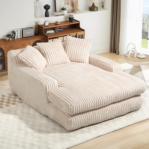 Oversized Grey Chaise Lounge Chair with Armrests & Throw Pillows - Modern Indoor Sofa for Living Room & Bedroom