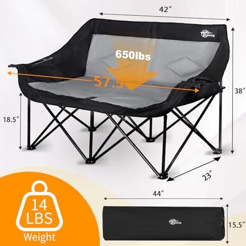 Heavy Duty 2 Person Camping Loveseat Chair for Adults