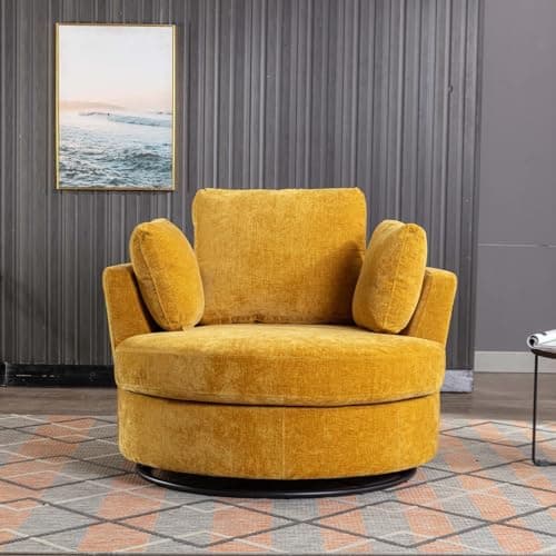 Oversized Swivel Accent Chair for Living Room Bedroom Hotel Office - Beige Boucle