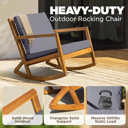 IDZO Premium Rocking Chair, 500lbs Capacity, Grey