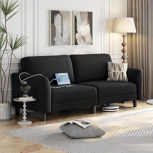 Yaheetech 67" Dark Gray 2 Seater Fabric Sofa with USB Ports