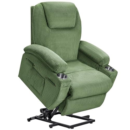 JUMMICO Electric Recliner with Footrest and Massage for Elderly (Gray Leather)