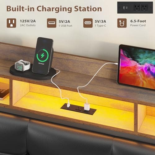 Viagdo Twin Daybed with Charging Station and Storage, Black