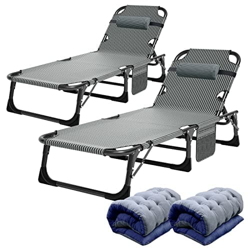 ABORON Heavy Duty Outdoor 5-Position Folding Lounge Chair with Pad