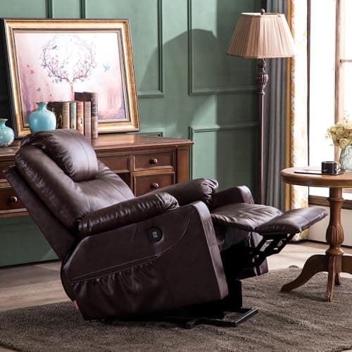 MCombo Electric Power Lift Recliner Chair Sofa for Elderly with Massage and Heat, 3 Positions, Faux Leather, USB Ports, and Cup Holders (Dark Brown, Medium)  
MCombo Electric Power Lift Recliner Chair Sofa for Elderly with Massage and Heat, 3 Positio