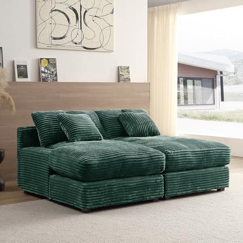 Oversized Black Corduroy Chaise Lounge Chair, Modern Comfy Sleeper Sofa