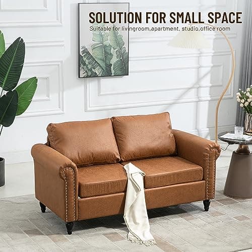 57" Loveseat Sofa Couch for Small Spaces with Solid Wood Legs