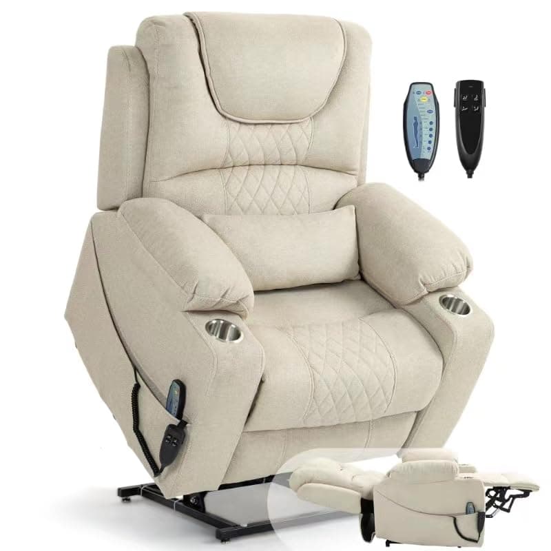 Big Man Power Oversized Recliner with Dual Motor Heat Vibration for Elderly
