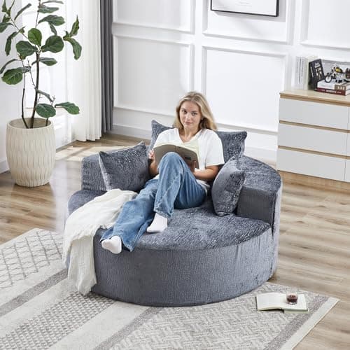 JEEOHEY Green Modern Round Accent Sofa Chair for Living Room