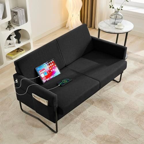 STHOUYN 51" Small Loveseat - Comfy Grey Sofa with 2 USB Ports