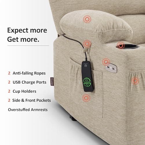 Power Lift Recliner Chair with Massage and Heat for Elderly People