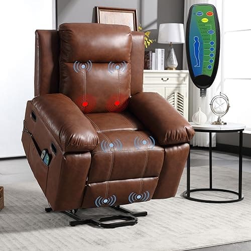 Electric Power Lift Recliner Chair with Massage and Heating for Elderly Adults