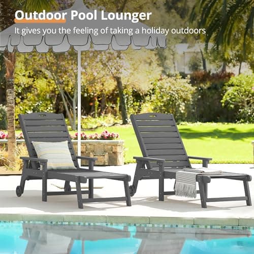 LUE BONA Dark Gray 79'' Oversized 5 Positions Poolside Chaise Lounge Chair Set