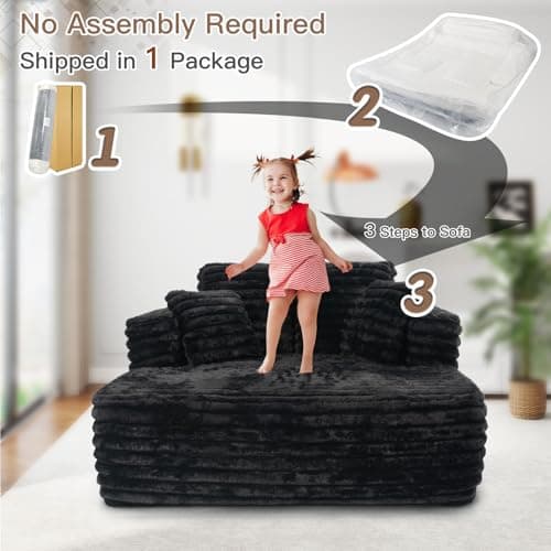 JEEOHEY Plush Faux Fur Sleeper Sofa Couch Bed for Living Room & Bedroom (Black)
| JEEOHEY Oversized Chaise Lounge Chair with Compression Foam for Comfort (Black)
| JEEOHEY Fluffy Comfy Cloud Couch with Wide Armrests for Relaxation (Black)