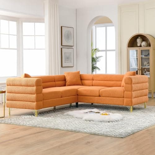 Oversize L Shaped Corner Sofa Couch in Teddy Bouclé Cloud Fabric