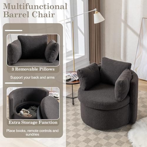 Modern Swivel Barrel Chair Set with Storage Function